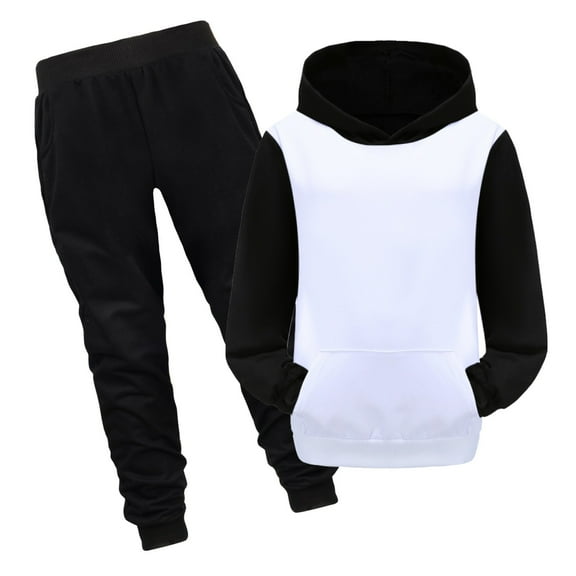 Aocisk Boys Outfit Sets Child Long Sleeve Prints Warm Hoodie Pullover Tops Pants Kids Outfits Sweat Suit Black 3-4 Years