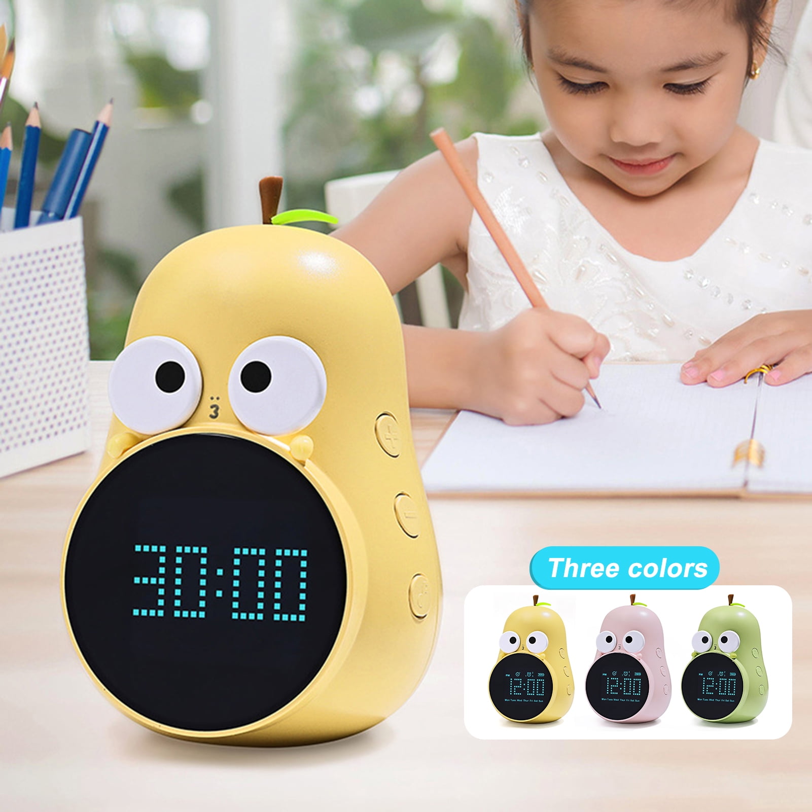 Honrane Cartoon PearShaped Alarm Clock Volume Adjustable with Snooze