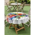 thumbnail image 4 of Outdoor Tablecloth with Umbrella Hole for Patio/Picnic/Party/Camping, Football Colorful Splash Waterproof Table Cloth Round Cover Washable, Modern Abstract Art Oil Painting (Dia 60"), 4 of 9