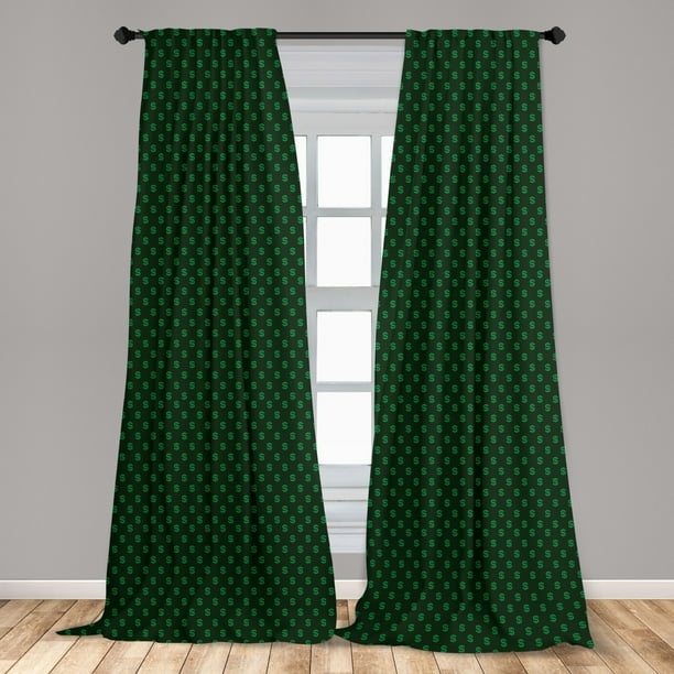 Money Curtains 2 Panels Set Pattern Of Dollar On Dark Green Background Monetary Sign Usa Window Ds For Living Room Bedroom 56 W X 63 L Hunter Lime By Ambesonne Window Ds For Living Room Bedroom, Green Panel Curtains