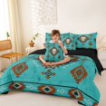 thumbnail image 4 of jejeloiu Teal Bull Skull Pattern 7-Piece Bedding Comforter Set Kids,Tribal Boho Print King Bedding SetsFor Men,Reversible, 4 of 7
