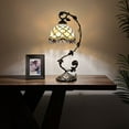 thumbnail image 2 of Tiffany Table Lamp Beige Stained Glass Crystal Beans Iron Metal Leaves Bronze Base Included LED Bulb Vintage for Living Room Dining Room Bedroom Bedside Office Hotel H21", 2 of 8