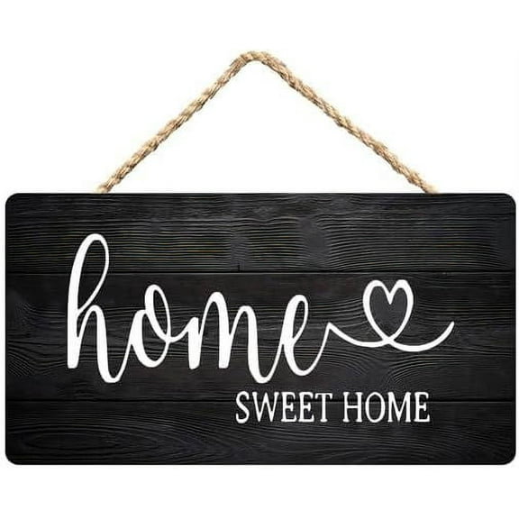 Zomyto Farmhouse Wood Sign,Home Sweet Home,Small Gift Sign,Front Door Sign,Rustic Wooden Hanging Sign 12X6 In Door Hanging Plaques, black-10