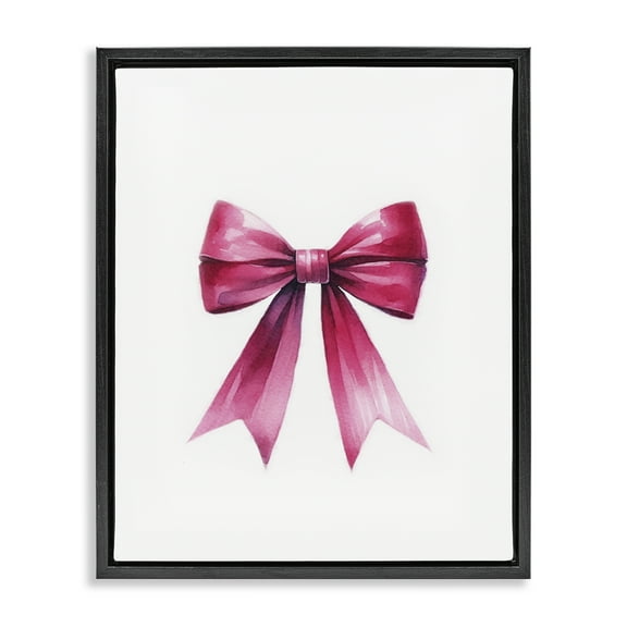 Stupell Industries Dark Magenta Ribbon Fashion Painting Black Floater Framed Canvas Art Print Wall Art, 17 x 21