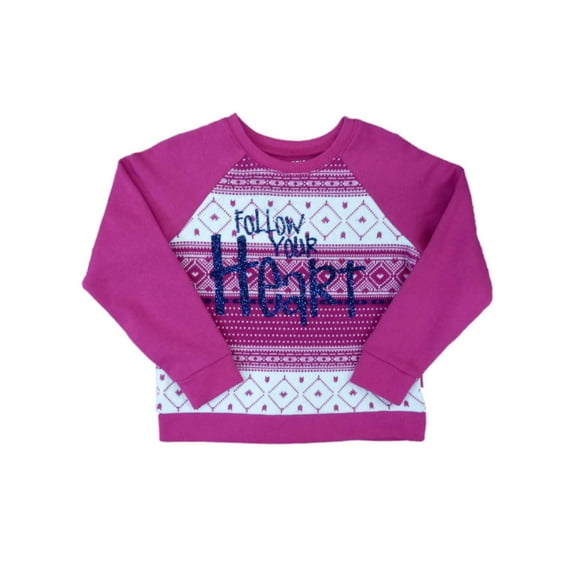 Girls Pink Nordic Follow Your Heart Sweatshirt Pullover Sweat Shirt 4