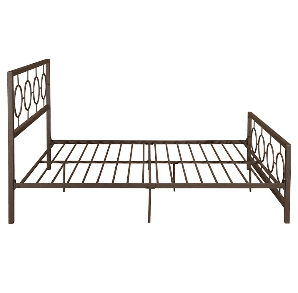Noble House Ewelina Modern Queen-Size Iron Geometric Low-Profile Bed Frame, Hammered Copper