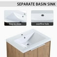 thumbnail image 6 of Noble House 24" Floating Bathroom Vanity, Resin Sink, Soft-Close Doors, Plywood Cabinet, Wall-Mounted, Imitative Oak, 6 of 15