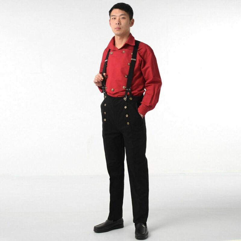 Mens Medieval Steampunk Pants Classic Victorian High Waist Fall Front  Trousers3032 Black at Amazon Mens Clothing store