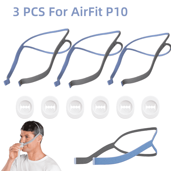 P10 Replacement Headgear Strap Compatible with Airfit P10 Nasal Pillow Mask (3-Pack)