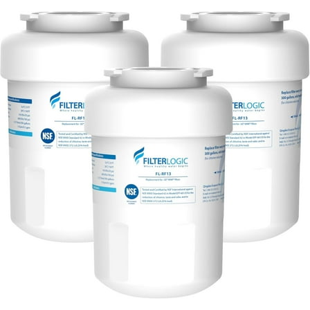 Filterlogic FL-RF13 Replacement for GE® MWF®, SmartWater® MWFP, MWFA, GWF, HDX FMG-1, GSE25GSHECSS, RWF1060, Kenmore® 9991 Refrigerator Water Filter, 3 Filters