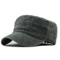 thumbnail image 2 of Mens Womens Outdoor Breathable Military Cadet Hat Flat Top Plain Washed Distressed Sun Hat Cap Green, 2 of 2