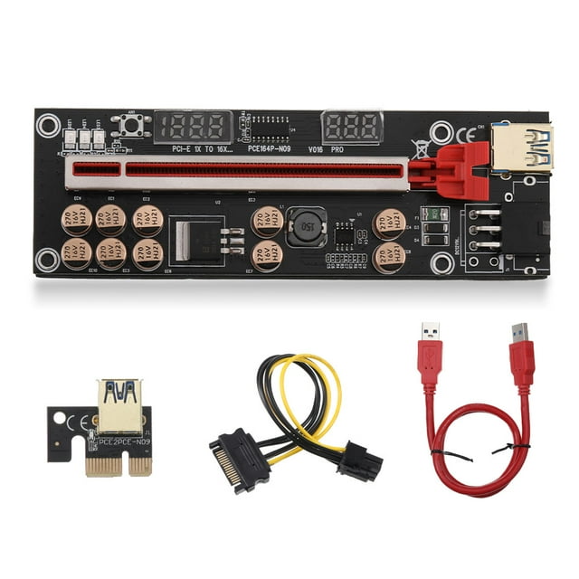 relayinert PCI-E 1X to 16X Adapter Card 6pin Power Port PCI- Converter Extender with USB Cable Mining Equipment Motherboard Red 1Set
