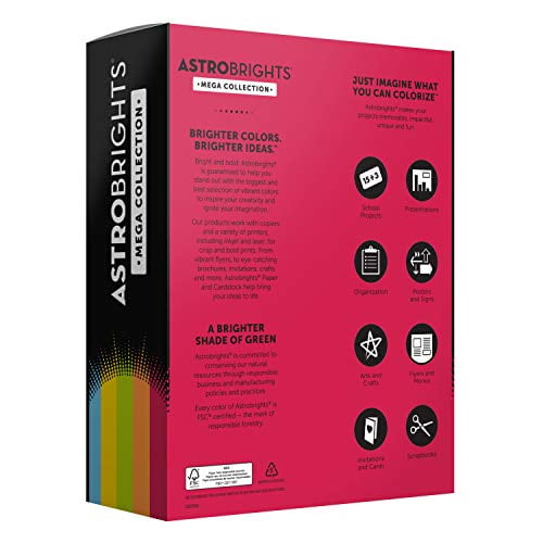 More Sheets! Ultra Pink Exclusive 8 ½ x 11 91680 320 CT. 65 lb/176 GSM Astrobrights Mega Collection Colored Cardstock 