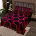 thumbnail image 2 of Erosebridal Abstract Coverlet Set King for Teens, Modern Honeycomb Bedding Set, Stripes Decor, 2 of 5