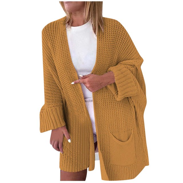 wmjolc Oversized Solid Color Cardigan Coats Women's Long Sleeve Chunky Knit Cardigans Loose Fit Sweaters Outwear for Early Spring, Fall or Winter