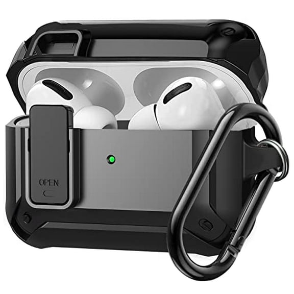 Case for Airpods Pro 2nd/1st Generation Case with Lock 2023/2022/2019,Latch Airpod Pro 2 Case Protective Cover,Shockproof Skin Shell for Apple iPod Pro 2/1 Gen,Black
