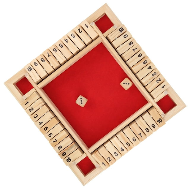 Wooden Board Game, Shut the Box Board, Improves Basic Social Skills Easy To Learn Practice Simple Math 4 Sided 10 Numbers Games, for KTV Bar
