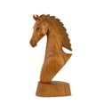 thumbnail image 3 of Wooden Hand Carved Horse Head Statue Sculpture Handcrafted Handmade Wood Decorative Home Decor Accent Decoration Size: 8" tall x 4" wide x 1.5" deep, 3 of 4