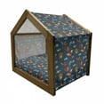 thumbnail image 2 of Woodland Pet House, Animals from Jungles of with Colorful Motifs on Dark Toned Backdrop, Outdoor & Indoor Portable Dog Kennel with Pillow and Cover, 5 Sizes, Multicolor, by Ambesonne, 2 of 5