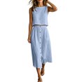 thumbnail image 7 of Miluxas Women's Casual 2 Piece Outfits Sleeveless Crewneck Crop Tank Top and Long Skirt Sets with Pockets Summer Beach Vacation Outfits Light Blue, 7 of 7