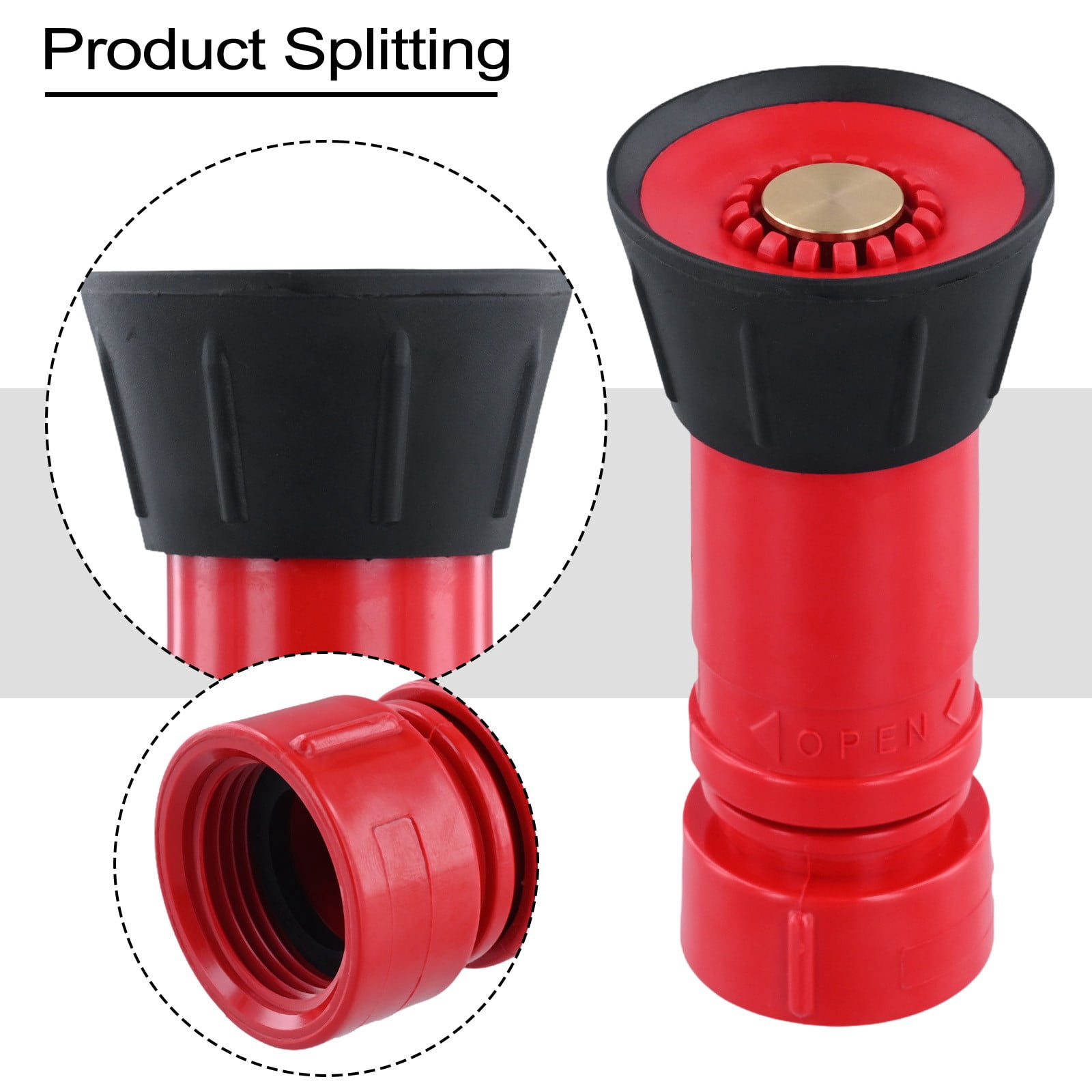 2 Pcs Fire Hose Nozzle 1 inch Heavy Duty Thermoplastic High Pressure Spray Nozzle for Fire Protection Landscaping Watering Flowers Vegetables Irrigation Sprinkler System Red