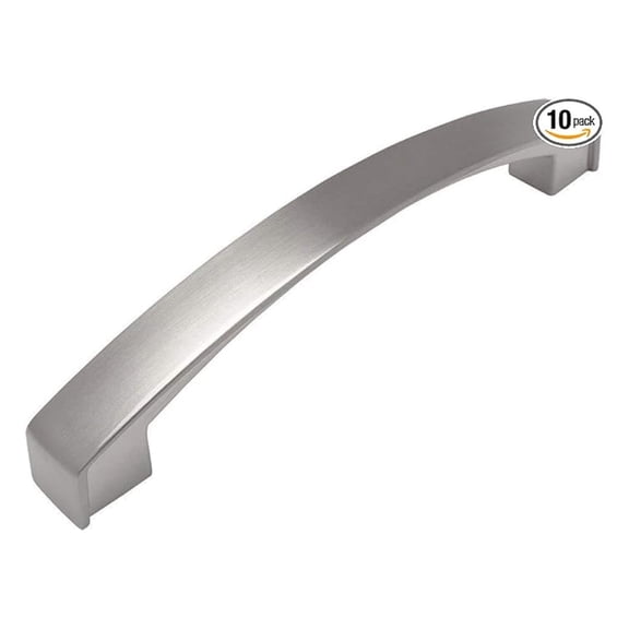 Cabinet Pulls 10 Pack - 5 Inch Arch Handles - Modern Kitchen Cabinet Hardware - 128mm Hole Centers - Brushed Nickel Finish