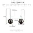 thumbnail image 5 of Rosec Jewels Tahitian Pearl Drop Earrings for Women - 16 Carat - AAA Quality - Black Pearl Diamond Earrings - with Jewelry Box, 10K Yellow Gold, 5 of 6