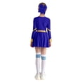 thumbnail image 2 of TTAO Girls Cheer Leader Sparkly Long Sleeve Cheerleading Dance Dress Uniform for Musical Festival Blue 8, 2 of 7