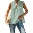 thumbnail image 2 of Tops for Women Casual Turtleneck Solid Color Sleeveless Vest Beach Blouse Tops Women's Summer Clothes, 2 of 7