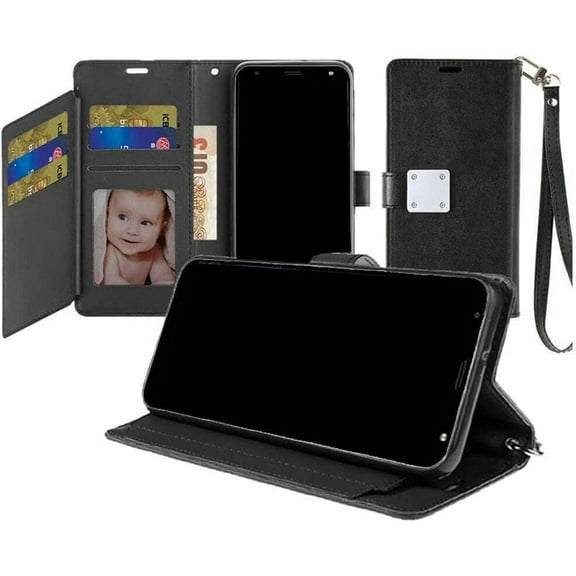 Compatible for Cricket Ovation 3 Wallet Pouch Cover Phone Case - Black