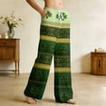 thumbnail image 4 of Fgvctg St. Patrick's Day Pajamas for Women Lucky Sleepwear Wide Leg Pajama Shamrock Clover Print High Waisted Pj Pant Lightweight Spring Fall Drawstring Lounge Pants with Pockets Fluorescent Green S, 4 of 6