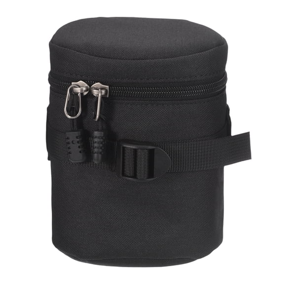 Bolsa para lente de cámara Uxcell (4" ID x 5.1" H) - Funda protectora gruesa de poliéster suave impermeable y a prueba de golpes para DSLR SLR, negra