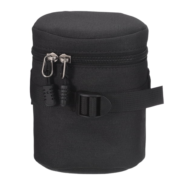 Bolsa para lente de cámara Uxcell (4" ID x 5.1" H) - Funda protectora gruesa de poliéster suave impermeable y a prueba de golpes para DSLR SLR, negra