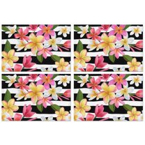 Pioneer Flower Floral Print Pattern Summer Placemats Table Placemats Set Of 4-Linen Kitchen Washable Placemats Table Mats 12x18 Inch Non-Slip Heat Resistant