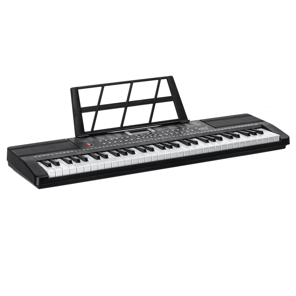 Tcbosik 61 Key Keyboard Piano for Beginners with Stand and Bench, Built-In Speakers, Headphone, Microphone, Music Rest, LED Screen and 3 Teaching Modes, Black