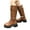 Brown, variant on Women's Combat Riding Platform Knee High Boots Lace Up Fall Lug Sole Gothic Motorcycle Booties