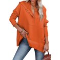 thumbnail image 2 of Femmes Casual Bouton V Sweat à Capuche Pull Oversize avec Poches, 2 of 5