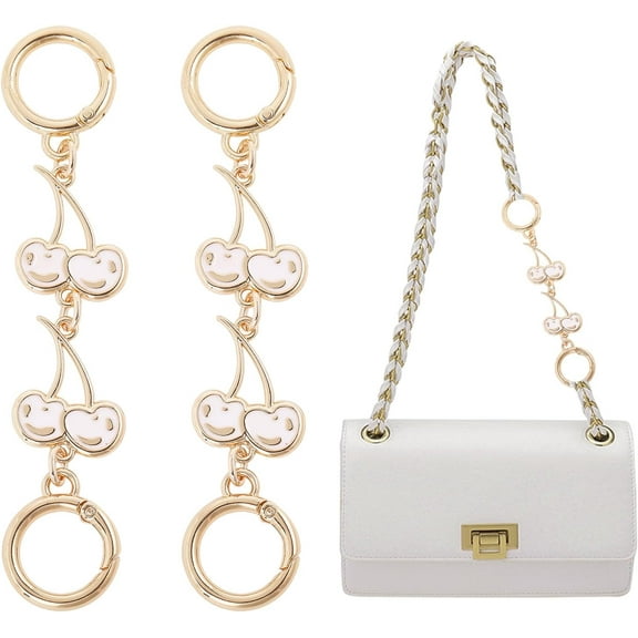 2Pcs Bag Strap Extender Alloy Cherry Link Purse Strap Extender Bag Chain Handbag Extender Clutch Strap Extension with Buckle Purse Chain Accessories Replacement for Clutch Bag White White