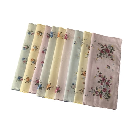 KCAHPAN 9Pcs Women Hankies Embroidered Cloth Fragmented Flower Hanky Florals Cloth Handkerchief Reusable Sweat Bandana
