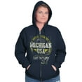 thumbnail image 4 of Michigan Distressed Vintage MI Motor Unisex Fleece Graphic Zip Up Hoodie Brisco Brands 2X, 4 of 5