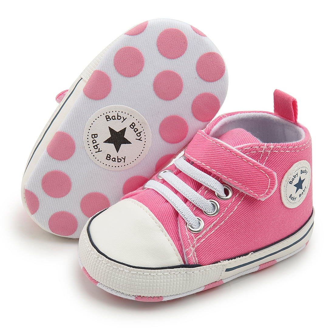 Kannior Baby Girls Boys Canvas Shoes Soft Sole Newborn Crib Moccasin Casual HighTop Ankle
