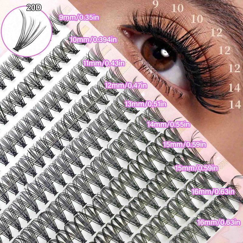 20D DIY Eyelash Extension, Natural Look, Dense Look Faux Eyelash Clusters for Different Make-up Styles , Suitable for Girls