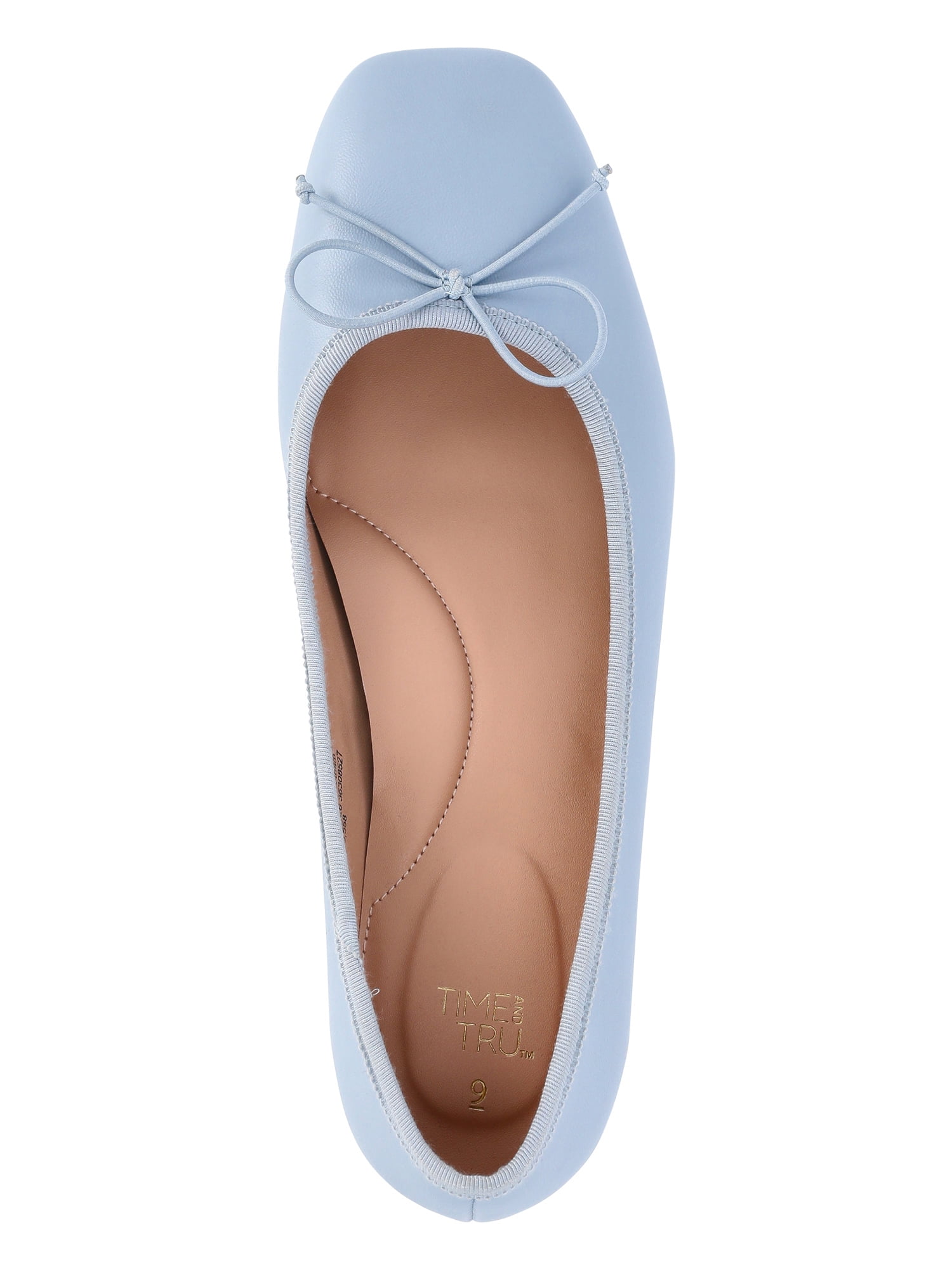 Time and Tru Women's String Bow Block Heel Ballet Shoes, Wide Width Available