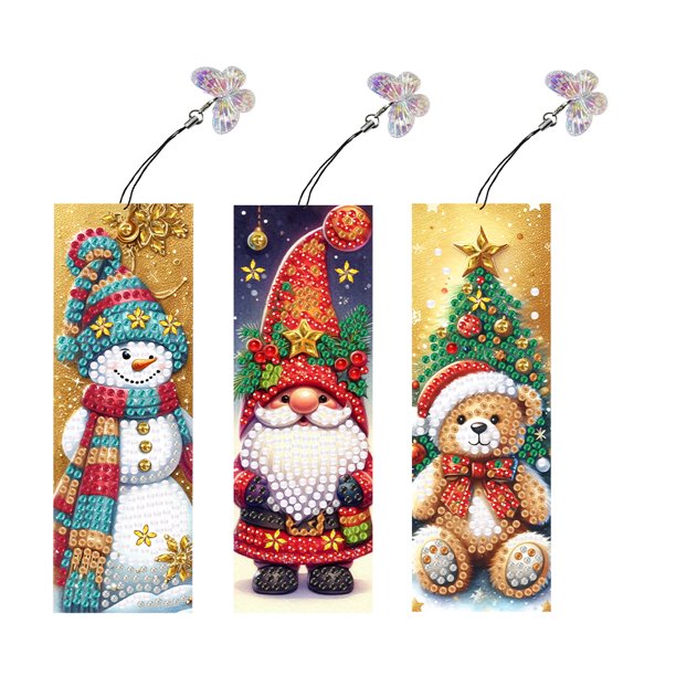 Marcapáginas Diamante Con 3 Piezas Forma Especial Navideña Papá Noel