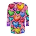 thumbnail image 5 of Yteetum Valentines 3/4 Sleeve Tops for Women Oversized Crewneck Valentine's Day Graphic Printed Short Sleeve T Shirt Womens Casual Round Neck Loose Comfy Loves Heart Print Three Quarter Sleeve Shirts, 5 of 6