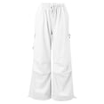 thumbnail image 3 of Womens Loose Drawstring Clothing Solid Color Casual Wide Leg Pants Trousers, 3 of 4