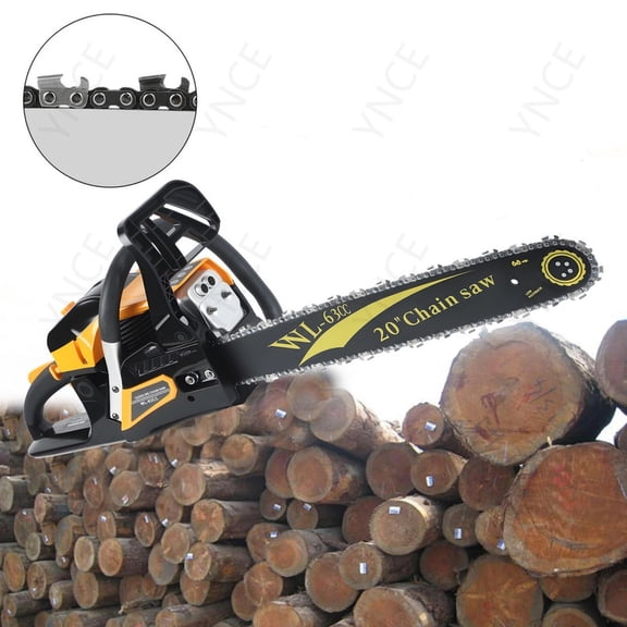 YNCE Gas Powered Chainsaw, 63-cc 3.75-HP, 2-Cycle Engine, 20 Inch Chainsaw with Automatic Adjustable Oil Pump, For Wood Cutting, Tree Trimming and Land Clearing