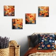 thumbnail image 3 of Fall Wall Art Maple Leaves Prints Canvas Decor Watercolor Aesthetic Red Yellow Plant Leaf Pictures for Living Room Bedroom Autumn Country Forest Painting Artwork Kitchen Home Decor 16x16 4 Pcs, 3 of 5
