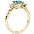 thumbnail image 3 of PEORA 14K Yellow Gold Oval London Blue Topaz and Lab Grown Diamond 3 Stone Trellis Ring, 1.60 Carats total, Size 5.5, 3 of 5