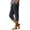 Dark Gray, variant on cocolona Womens Summer Casual Linen Capri Pants Solid Color Elastic Waist Button Leg Cropped Pants with Pocket